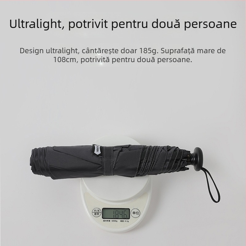 PARACHASE umbrelă 108 cm ultra-ușoară, cu acoperire din vinil, protecție UV UPF 50+, umbrelă pentru soare și ploaie pentru femei
