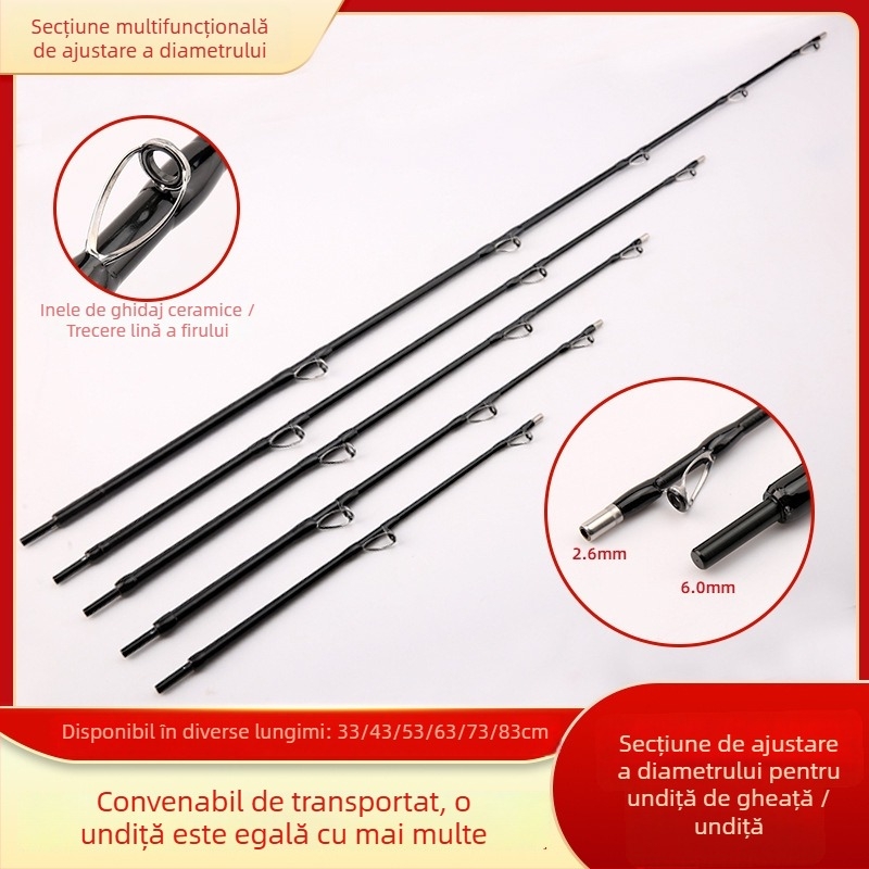 Undiță de pescuit pentru plută cu segmente de extindere și articulații de diametru variabil, secțiune DIY cu dop, mâner și secțiune mijlocie