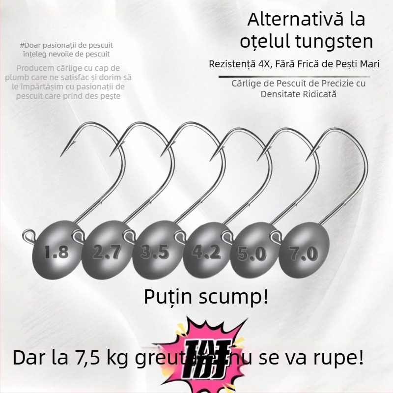 Root Hook pentru pescuit cu năluci, întărit de 4 ori, cu două cârlige, profil gros, gură arcuită, mărimea 1