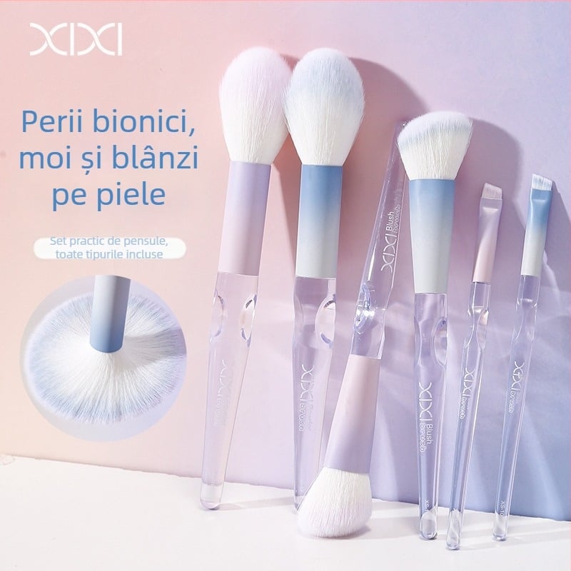 Set de 8 pensule pentru machiaj, cu textură delicată și fină - portabil și potrivit pentru începători