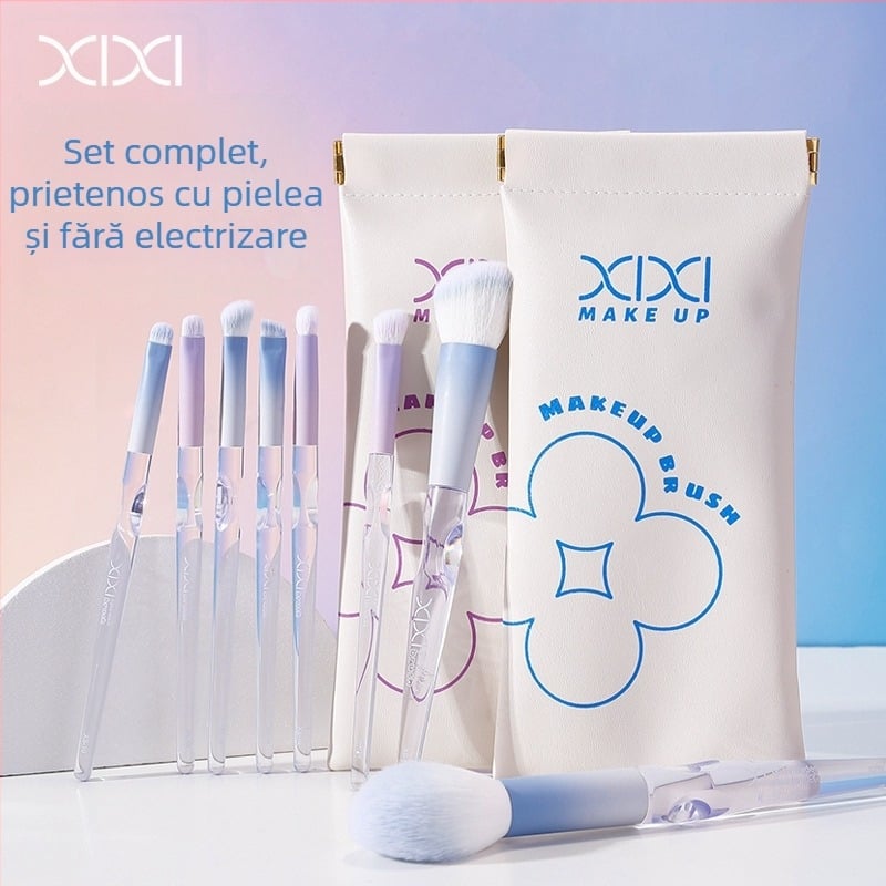 Set de 8 pensule pentru machiaj, cu textură delicată și fină - portabil și potrivit pentru începători