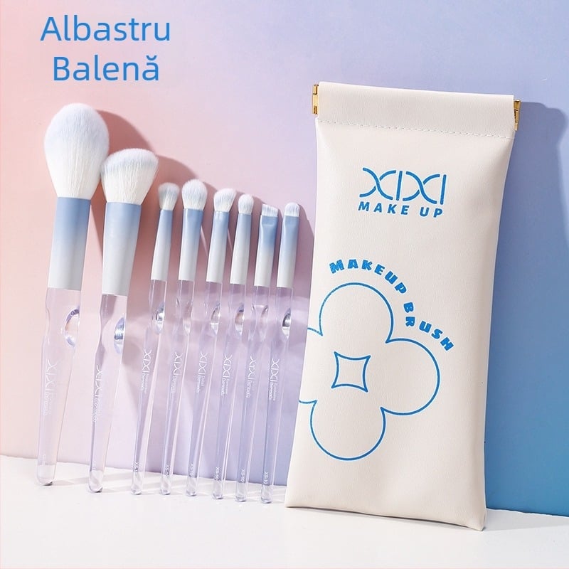 Set de 8 pensule pentru machiaj, cu textură delicată și fină - portabil și potrivit pentru începători