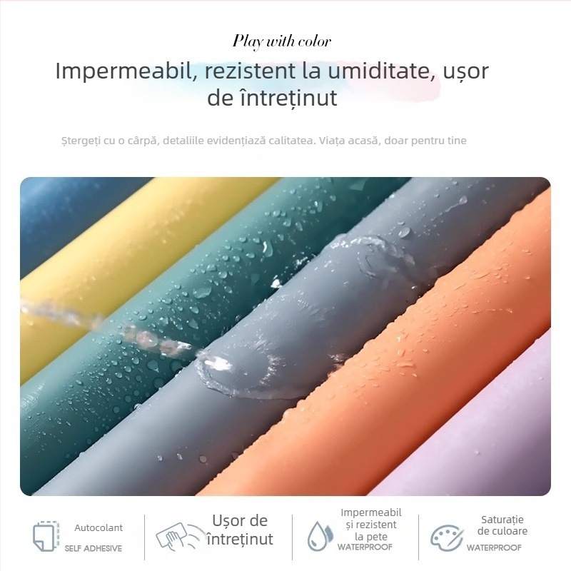 Autocolant de perete Macaron, culoare solidă, autoadeziv, impermeabil și rezistent la umezeală, decor modern minimalist pentru dormitor