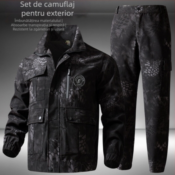 Geacă și pantaloni de lucru camuflaj cu model șarpe (python), impermeabil, rezistent la zgârieturi și uzură