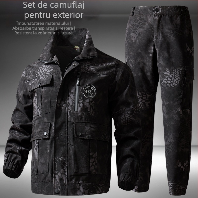 Geacă și pantaloni de lucru camuflaj cu model șarpe (python), impermeabil, rezistent la zgârieturi și uzură