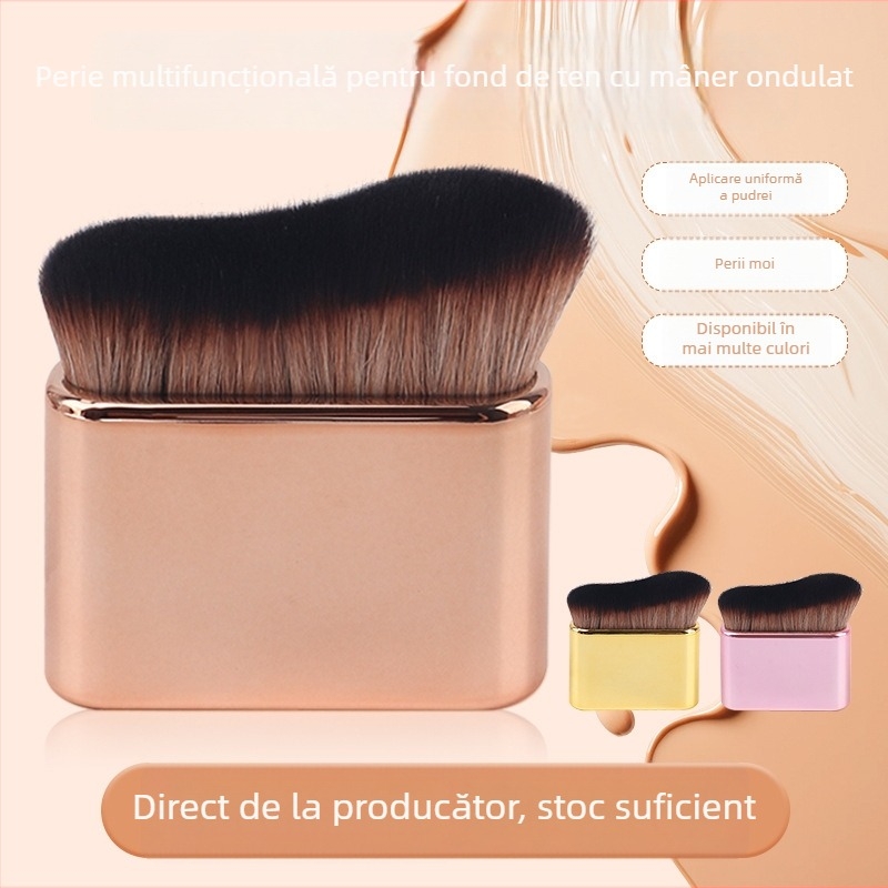 Pensulă de machiaj cu mâner ondulat: fond de ten, blush, mască facială și loțiune de corp