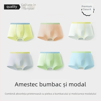 Chiloți boxeri pentru copii M Leyu, amestec bumbac-modal cu elastan, clasă A, pentru băieți 3–8 ani