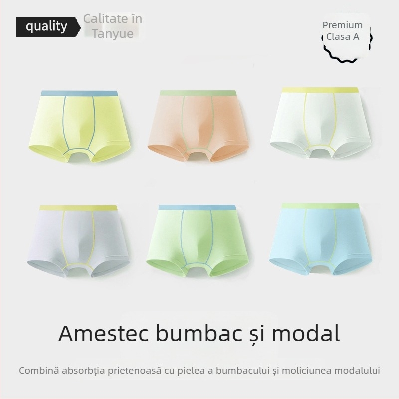 Chiloți boxeri pentru copii M Leyu, amestec bumbac-modal cu elastan, clasă A, pentru băieți 3–8 ani