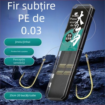 Set de 20 bucăți cu linie de lider ultra-fină și cârlige duble, gata legate și lucrate manual cu fir PE