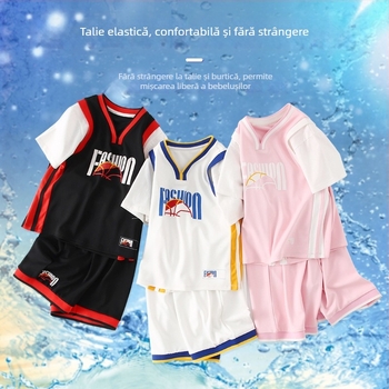 Set sportiv pentru copii vară, respirabil, uscare rapidă, baschet, pentru băieți și fete, 7-12 ani