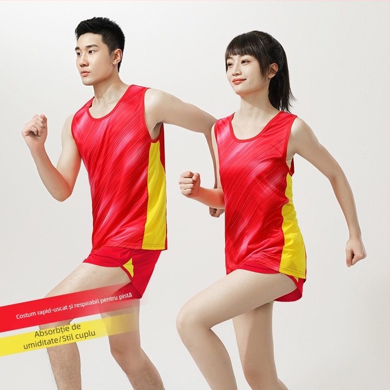 Set de antrenament pentru atletism masculin: vestă de sprint și echipamentul de echipă pentru maraton, haine de alergare cu uscare rapidă, îmbrăcăminte sport profesională