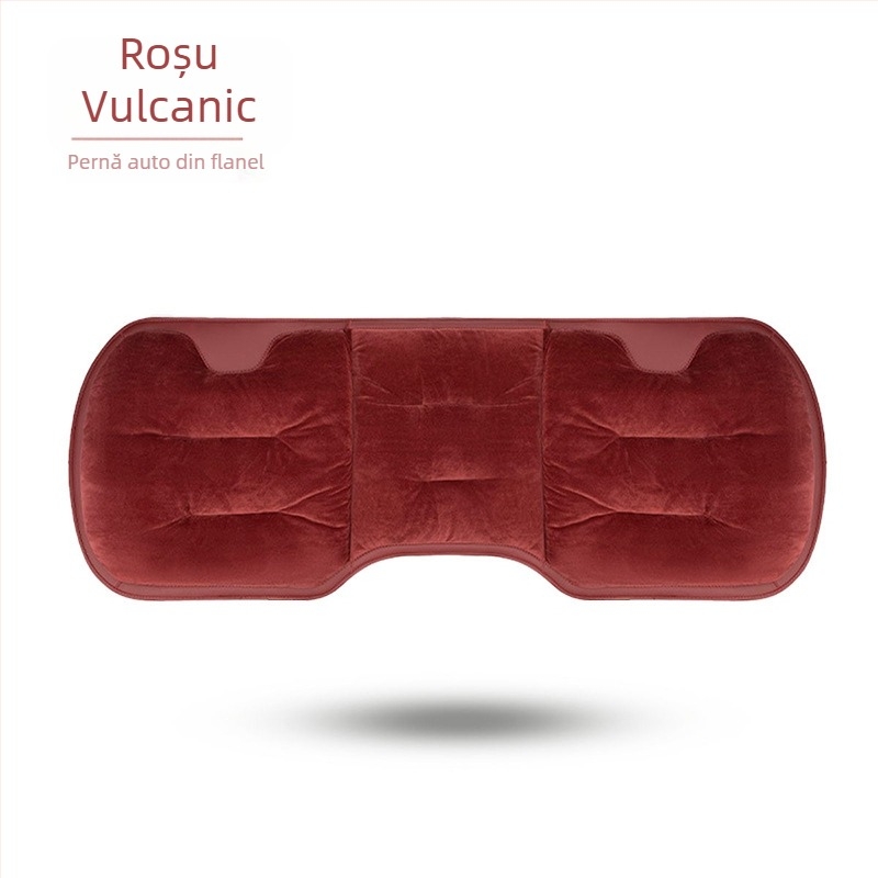 Set pernă pentru scaunul auto, iarnă – velur pluș, trei piese pentru bancheta din spate, încălzire universală