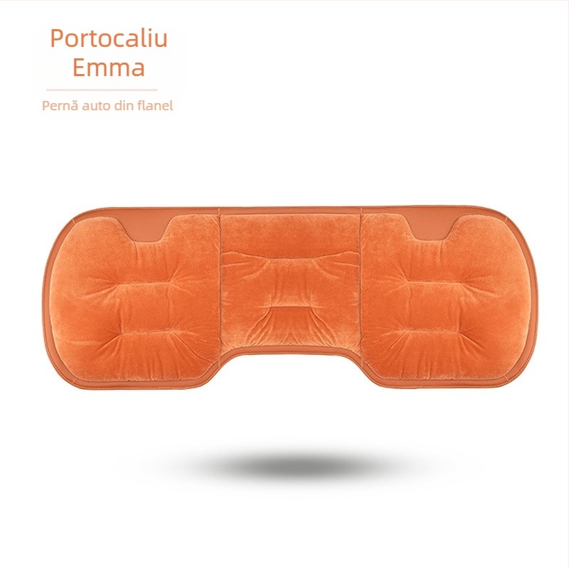 Set pernă pentru scaunul auto, iarnă – velur pluș, trei piese pentru bancheta din spate, încălzire universală
