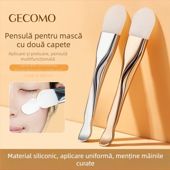 Gecomo perie din silicon pentru mască, cu două capete, pentru aplicare și curățare a măștii de nămol facial