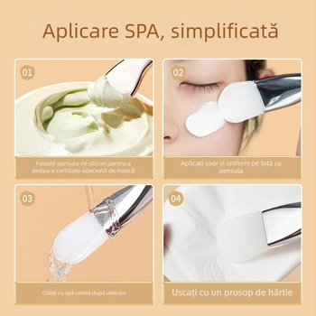Gecomo perie din silicon pentru mască, cu două capete, pentru aplicare și curățare a măștii de nămol facial