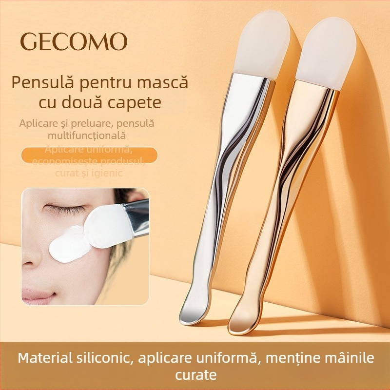Gecomo perie din silicon pentru mască, cu două capete, pentru aplicare și curățare a măștii de nămol facial
