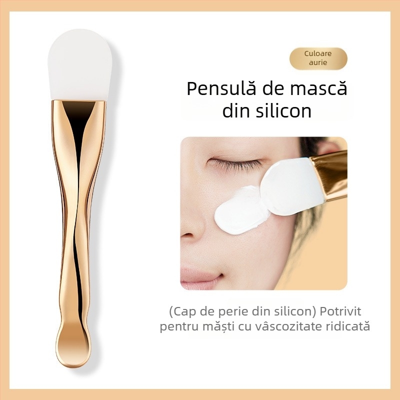 Gecomo perie din silicon pentru mască, cu două capete, pentru aplicare și curățare a măștii de nămol facial