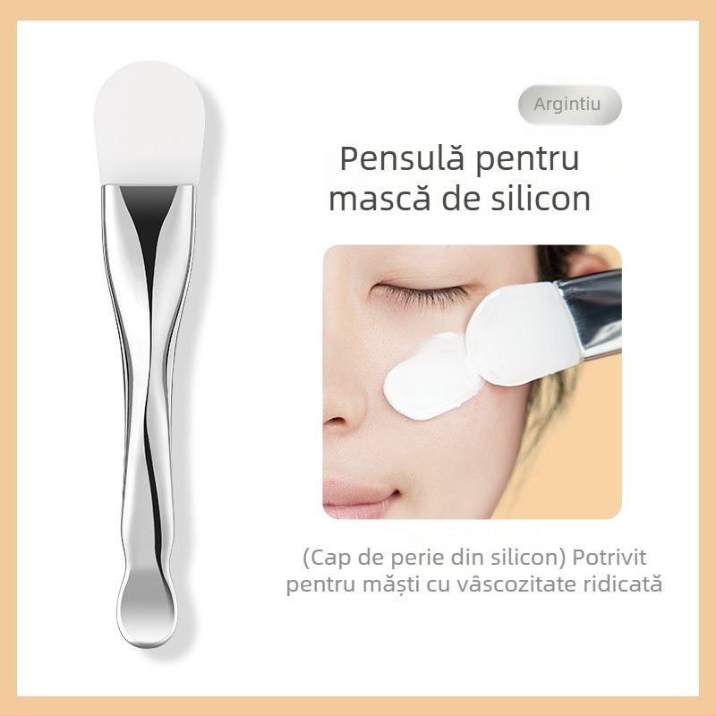 Gecomo perie din silicon pentru mască, cu două capete, pentru aplicare și curățare a măștii de nămol facial