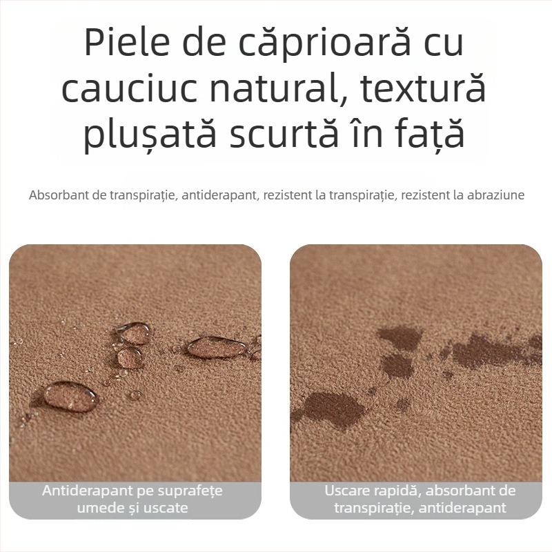 Covoraș de yoga din velur uni, cauciuc natural, anti-derapant, pentru uz casnic, cu amortizare și funcționare silențioasă
