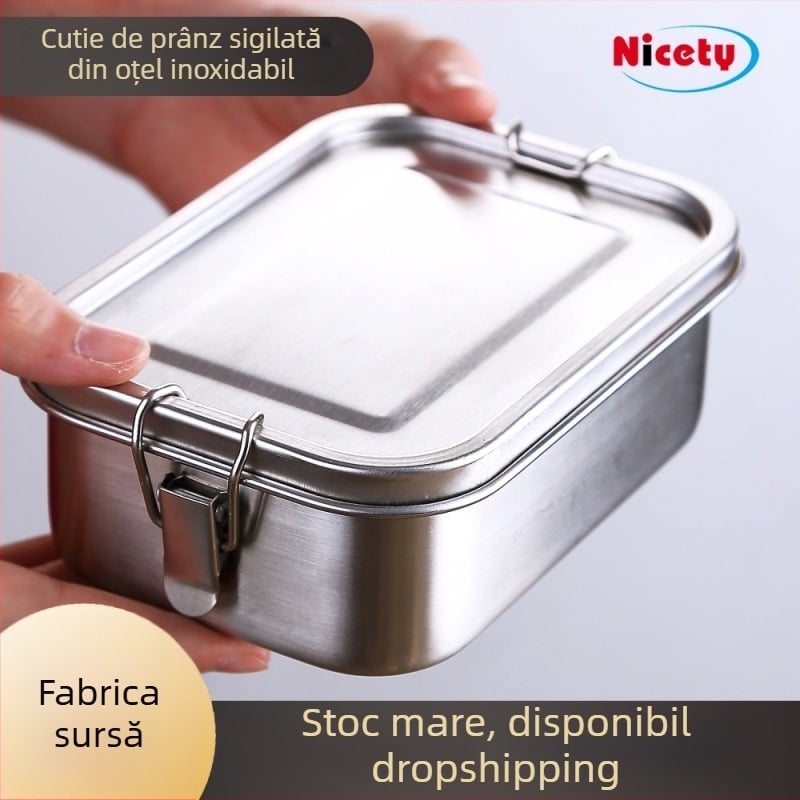 Nicety cutie prânz din oțel inoxidabil 304, etanșă, de calitate alimentară, 800–1000 ml, pătrată, pentru exterior