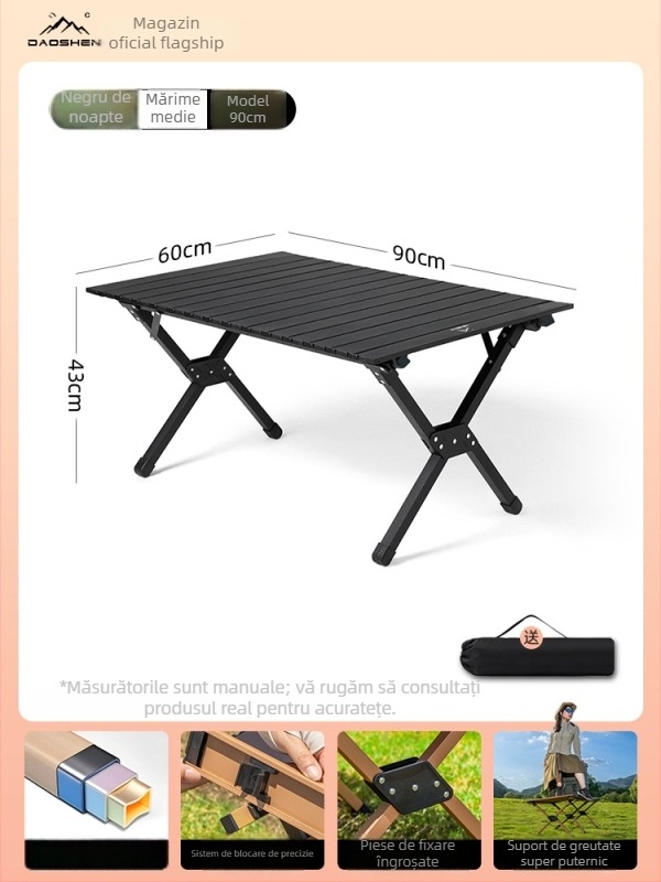 Kermit scaun pentru exterior: scaun pliabil pentru picnic și camping, scaun de pescuit, oțel carbon, masă și scaun Egg Roll, set portabil