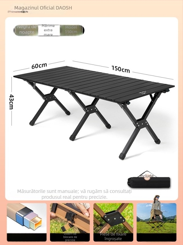 Kermit scaun pentru exterior: scaun pliabil pentru picnic și camping, scaun de pescuit, oțel carbon, masă și scaun Egg Roll, set portabil