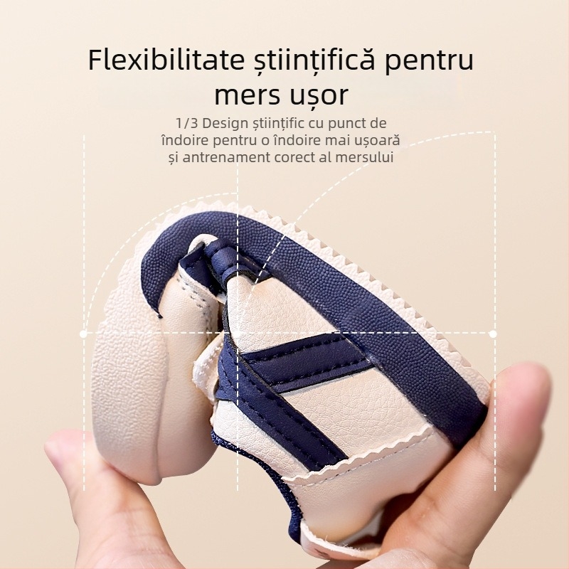 Pantofi sport pentru copii, toamna 2025, talpă moale, ușori, dungi, închidere Velcro