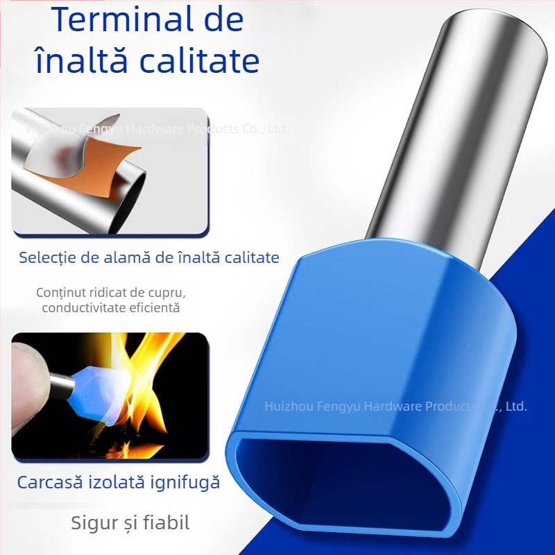 Set blocuri terminale tip tub, cu două conductoare, preizolate, terminale din cupru prin presare la rece, 800 buc în cutie