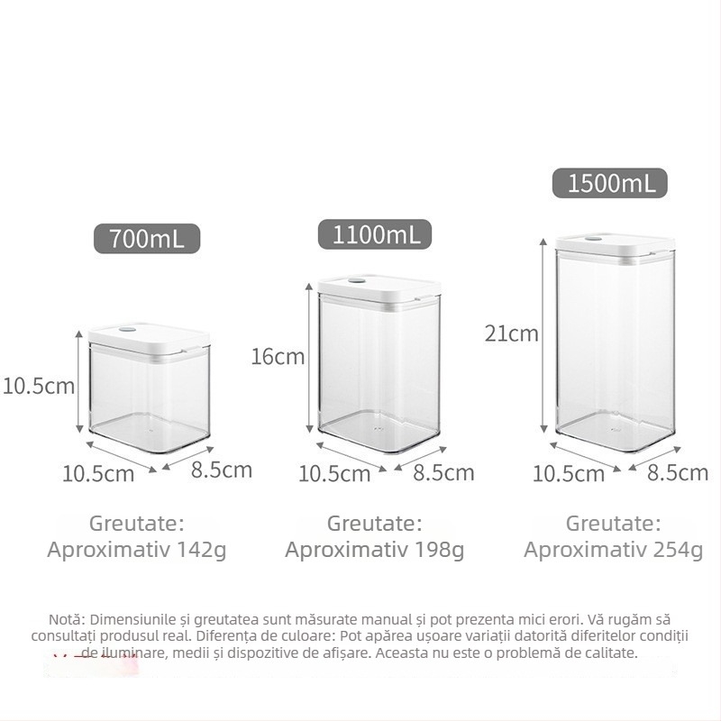FaSoLa Recipient transparent dreptunghiular pentru bucătărie, etanș și rezistent la umezeală pentru cereale, plastic, 800–1000 ml