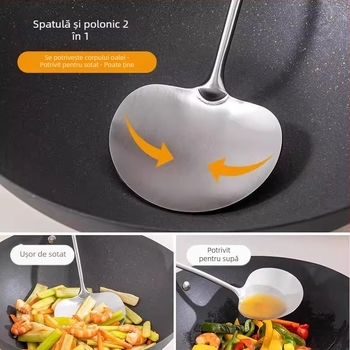 Spatula pentru ciuperci, din oțel inoxidabil 304, mâner lung, spatulă de bucătărie