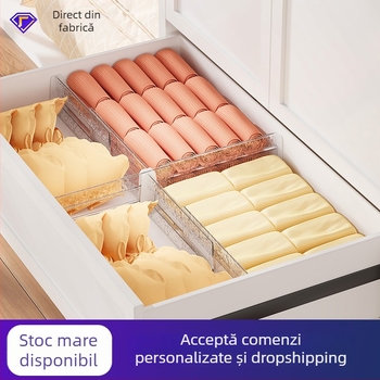 Separator pentru sertarul de lenjerie și șosete - reglabil, extensibil, divizor orizontal/vertical pentru organizare (PET)
