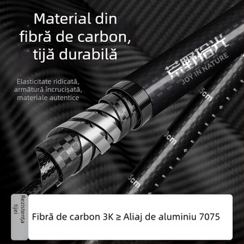 Baston de drumeție din fibră de carbon, trei secțiuni telescopice, ultra-ușor, pentru drumeții în aer liber, unisex