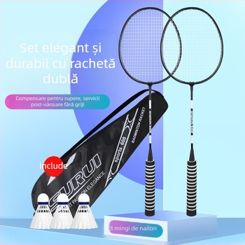 Pereche de rachete badminton cu mâner din spumă, durabile, cu elasticitate înaltă, pentru adulți și copii.