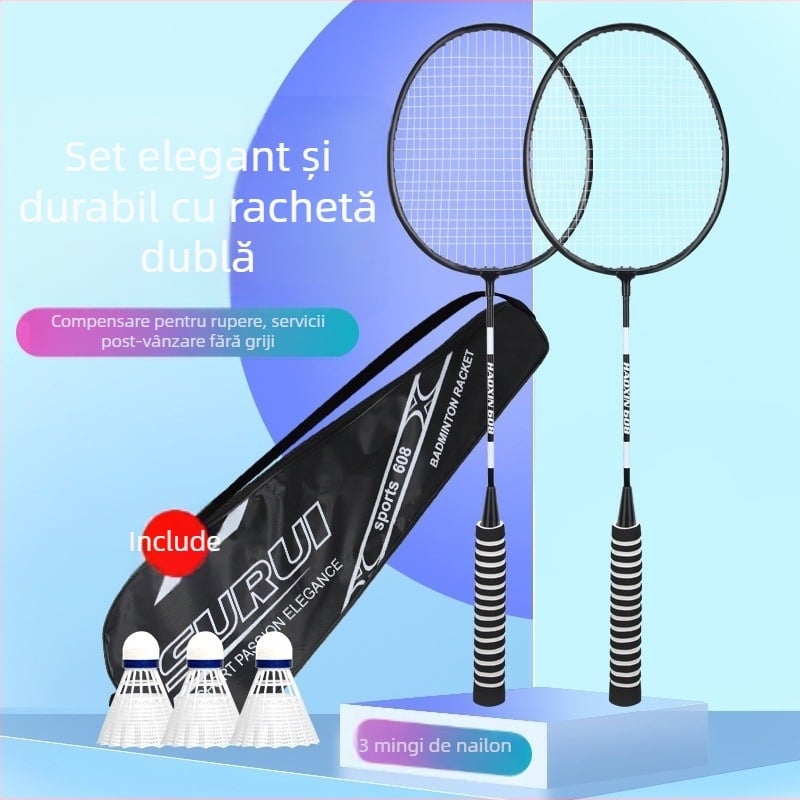 Pereche de rachete badminton cu mâner din spumă, durabile, cu elasticitate înaltă, pentru adulți și copii.