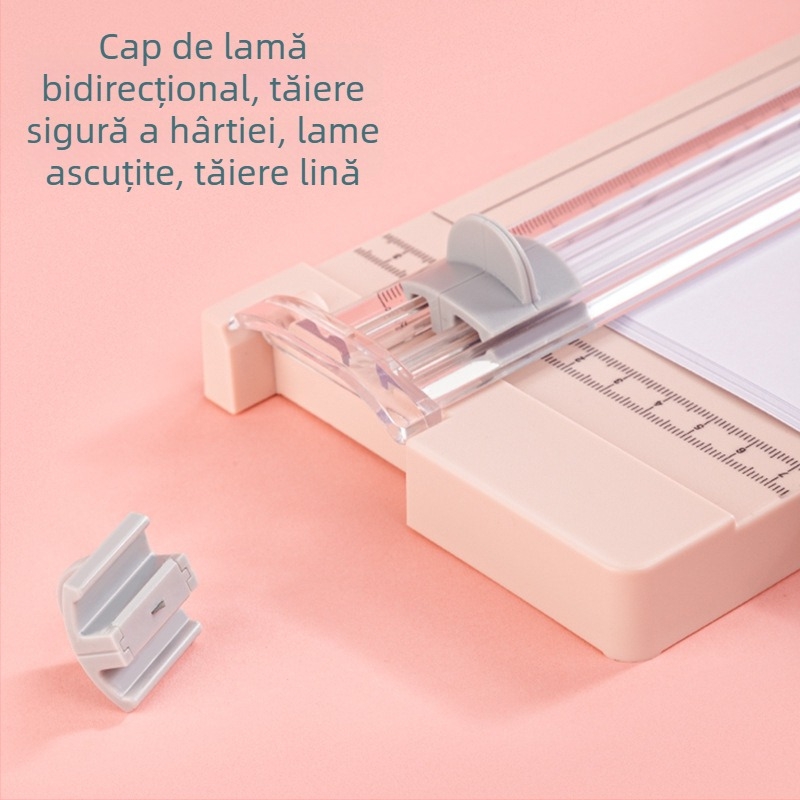 Deli tăietor de hârtie manual mic A4 – cap de tăiere dual, lamă dublă, pentru birou și școală