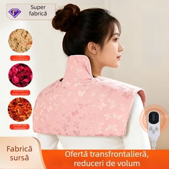 Aiyuantang Pachet de încălzire cu sare pentru umeri și gât, încălzire electrică, control temperatură 30–50°C, 60W, material mătase