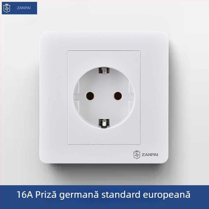 Zanpai Panou de priză încastrat, alb, 16A, stil german/European, tip 86
