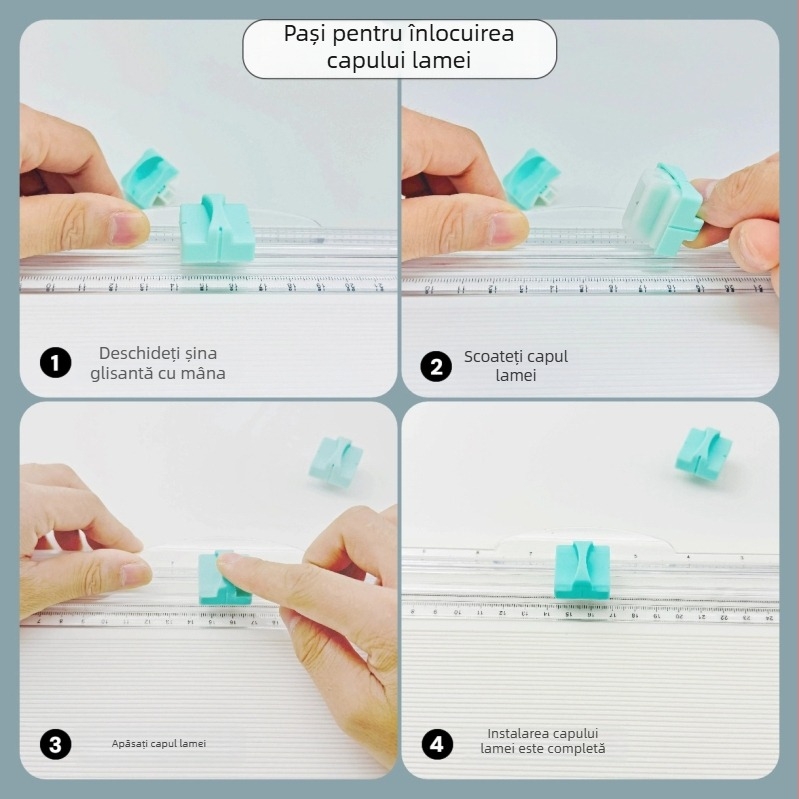Tăietor de hârtie din plastic pentru A4, compact pentru uz casnic, pliabil bidirecțional