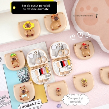 Cutie de cusut nouă cu design guinea pig – portabil, trusă de cusut și cutie pentru ace