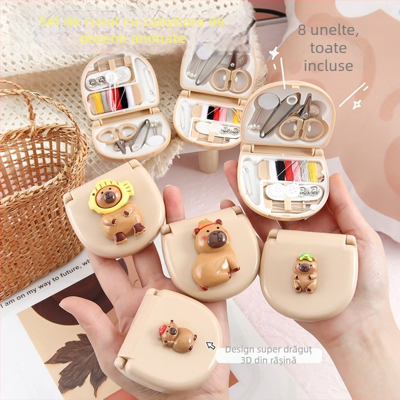 Cutie de cusut nouă cu design guinea pig – portabil, trusă de cusut și cutie pentru ace