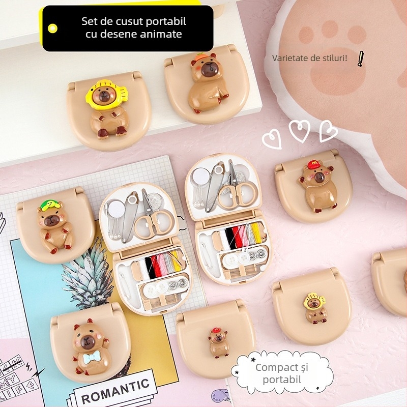 Cutie de cusut nouă cu design guinea pig – portabil, trusă de cusut și cutie pentru ace