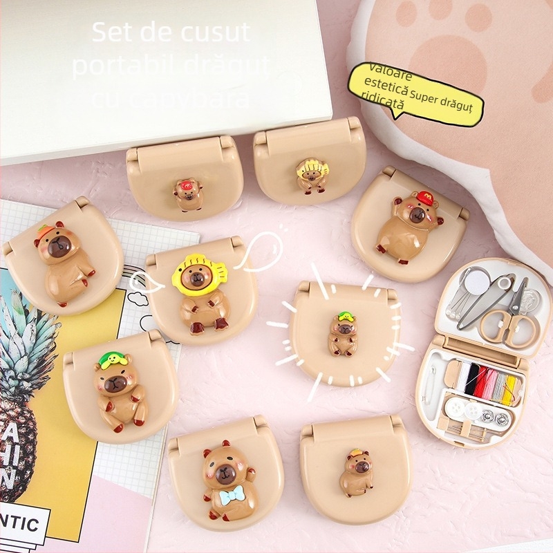 Cutie de cusut nouă cu design guinea pig – portabil, trusă de cusut și cutie pentru ace