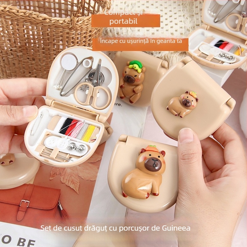 Cutie de cusut nouă cu design guinea pig – portabil, trusă de cusut și cutie pentru ace
