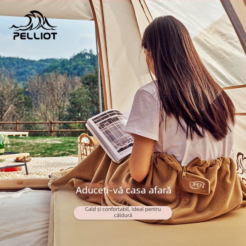 Pelliot Sac de dormit din fleece interior, rezistent la murdărie, pătură în formă de plic pentru camping, pătură portabilă pentru adulți, pliabil