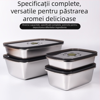 Cutie de depozitare a alimentelor din oțel inoxidabil 304, sigilare vacuum, păstrarea prospețimii, cutie pătrată pentru prânz, 800–1000 ml