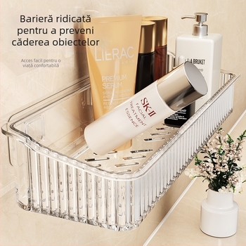 Raft de depozitare montat pe perete pentru baie, pentru produse de igienă, cosmetică și gel de duș