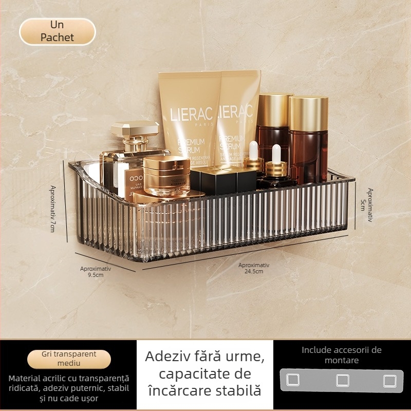 Raft de depozitare montat pe perete pentru baie, pentru produse de igienă, cosmetică și gel de duș