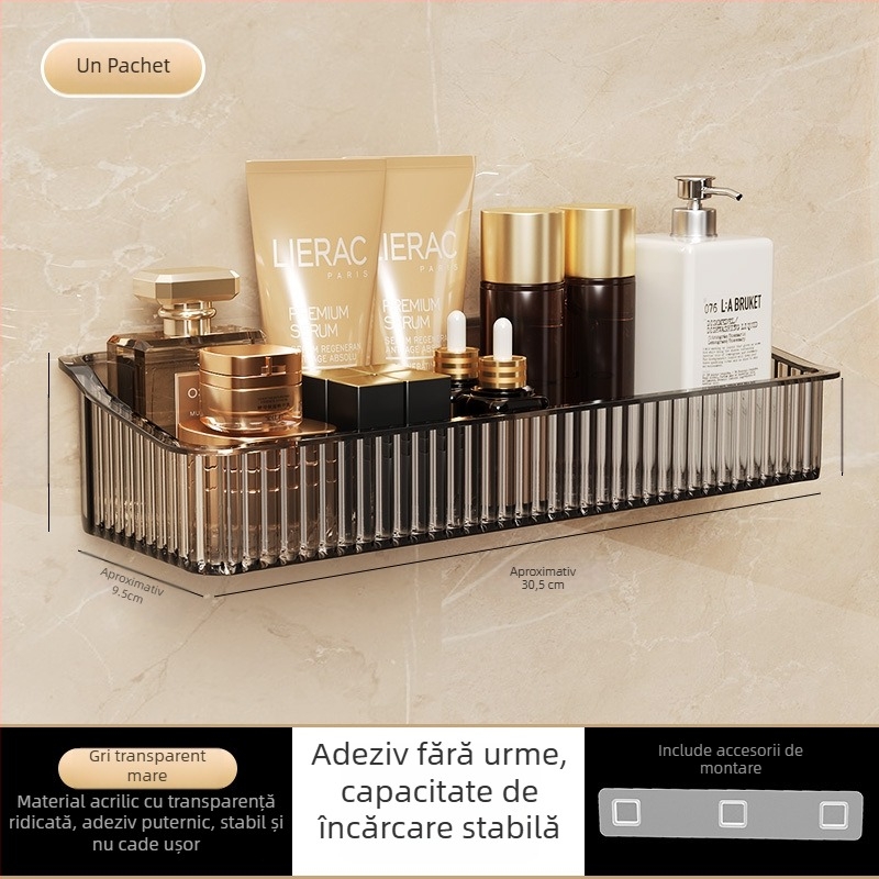 Raft de depozitare montat pe perete pentru baie, pentru produse de igienă, cosmetică și gel de duș