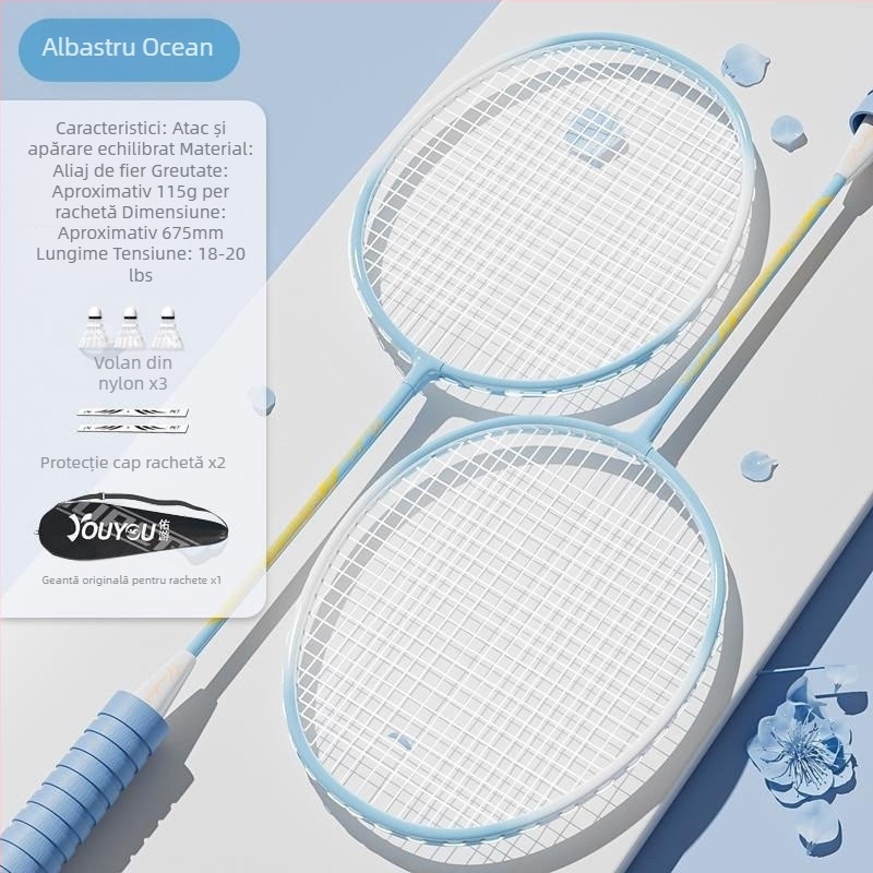 Set de badminton cu două rachete, din aliaj de aluminiu, durabil