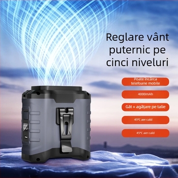 Ventilator tip talie pentru exterior cu baterie încorporată — utilizare dublă, mini ventilator puternic